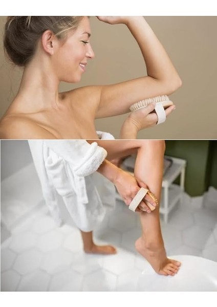 Ahşap Saplı Doğal At Kılı Selülit Fırçası Peeling Masaj Fırça Banyo Fırçası indirimleri