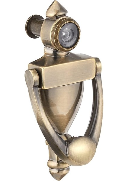 S 4235 Kapı Tokmağı ve Görüntüleyici, Döküm Yapı, Antik Pirinç Kaplama (Tekli Paket), Kahverengi