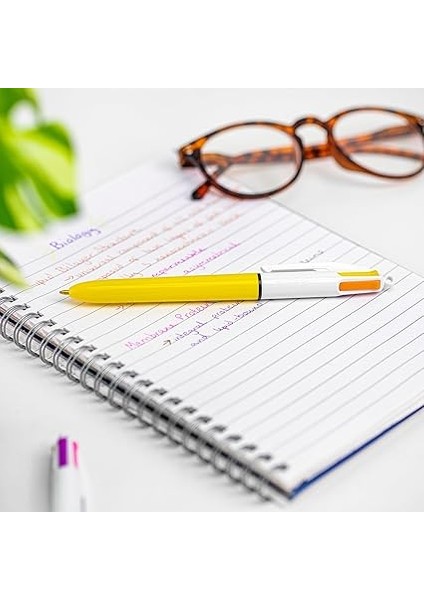 4 Colours Sun Tükenmez Kalem, 12'li Kutu, 1.0mm Uç, Tek Kalemde Sarı, Mor, Turuncu ve Pembe Renkler indirimleri