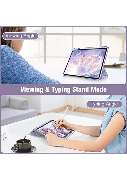 iPad Pro 11 Inç (2022/2021/2020/2018, 4./3./2. Nesil) ile Uyumlu Hibrit Kılıf - Kalem Tutuculu Ultra Ince, Darbeye Dayanıklı Şeffaf Kapak, Otomatik Uyandırma/uyuma, Lila Mermer fırsatları