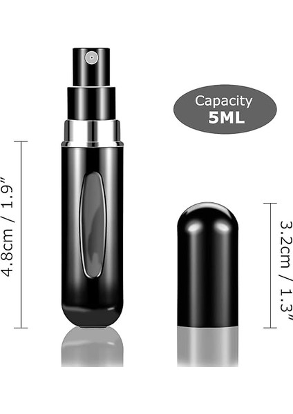 Parfüm Şişesinden Dolabilir Yedek Cep Parfüm Şişesi Aparatı, Seyahat Tipi Doldurulabilir Mini Sprey Şişe (Siyah) modelleri