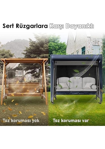 Bahçe Salıncak Koruma Örtüsü Üç Kişilik Tenteli Hamak Bahçe Salıncağı Koruma Kılıfı Su Geçirmez Branda Dayanıklı 210X125X170CM Gri modelleri