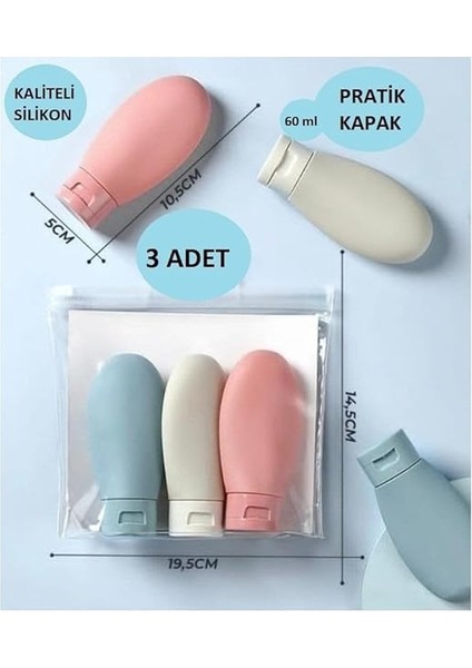Şişesi Krem Şampuan 3 Adet Set, Sızdırmaz Kozmetik Şişesi, Çok Amaçlı Seyahat Tipi Doldurulabilir Krem Losyon Şişe Seti Tatil Kamp Kutusu (Bpa Içermez) fiyatları