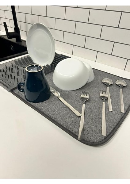 Mutfak Tezgah Mikrofiber Su Emici Bulaşıklık Matlı Bulaşık Dizme ve Kurutma Matı fırsatları