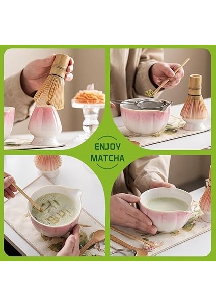 Adet Matcha Seti – Matcha Kasesi, Bambu Süpürge, Matcha Kaşığı ve Tutucu ile Komple Matcha Çay Seti – Matcha Çayı Hazırlamak Için Komple Aksesuar – Süzgeç ve Şık Saklama Dahil fiyatları