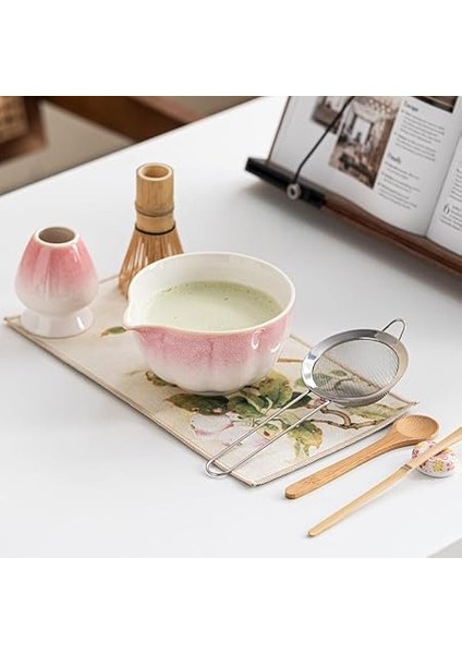 Adet Matcha Seti – Matcha Kasesi, Bambu Süpürge, Matcha Kaşığı ve Tutucu ile Komple Matcha Çay Seti – Matcha Çayı Hazırlamak Için Komple Aksesuar – Süzgeç ve Şık Saklama Dahil fırsatları