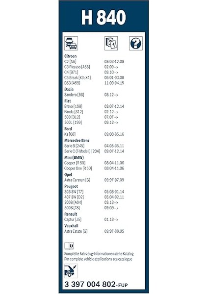 Rear Arka Silecek Dacia Duster (2018-2022) [290 Mm] H840 3397004802 modelleri