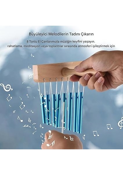 Chimes Perküsyon - 8 Sesli Ahşap Yoga Zili - Dayanıklı Alüminyum Tüp Yapılı Okul Sınıfı ve Ev Içi Kullanım Için Vuruş Çubuğu ile Başlangıç Seviye Müzik Ekipmanı modelleri