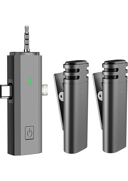 Kablosuz Yaka Mikrofonu 3'ü 1 Arada Alıcı Cep Telefonu Için 360° Çok Yönlü Yaka Mikrofonu Gürültü Azaltma Type-C Android Alı Telefon Tablet ile Uyumlu Youtube Facebook Canlı Yayını