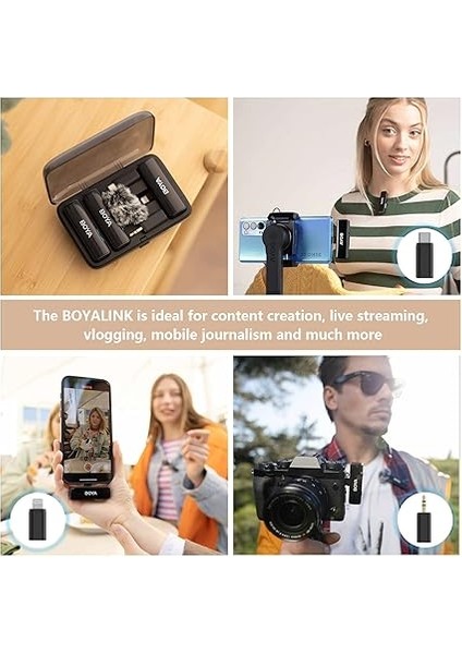 Boyalınk Iphone/android/kamera Vlogging Için Kablosuz Yaka Mikrofonu, Hepsi Bir Arada Yaka Çift Mikrofon Sistemi ve Aydınlatma ve Usb-C Girişleri ve Akıllı Telefonlar/dslr Için Pil Kutusu Youtube fiyatları