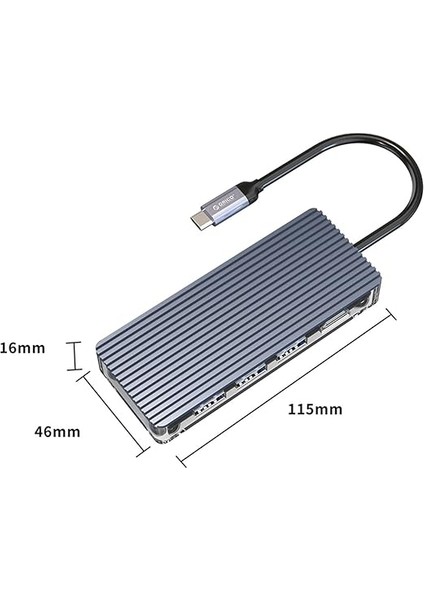 7 Portlu USB 3.0 100W HDMI Tf/sd Kart Okuyucu Çoklayıcı Hub Gri modelleri