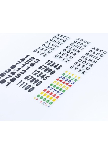 6 Adet Kabartmalı Yapışkan Sticker, Alfabe ve Rakamlar