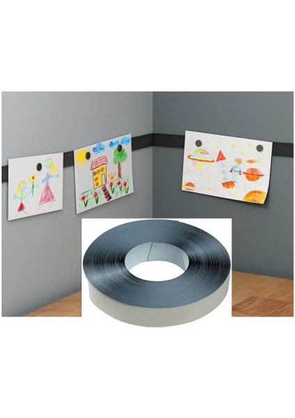 1 Metre Mıknatıs Tutan Yapışkanlı Metal Şerit Bant Siyah - 2 cm Genişlik fırsatları