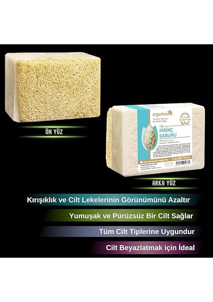 Doğal Kabak Lifli Pirinç Sabunu 120 gr Tüm Cilt Tipleri Için Beyazlatma Etkili E ve B Vitaminli fiyatları