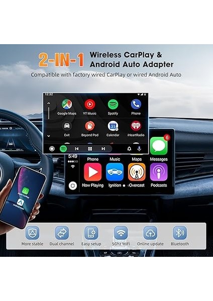 Carplay ve Android Auto Kablosuz Multimedya Adaptörü Cps fiyatları