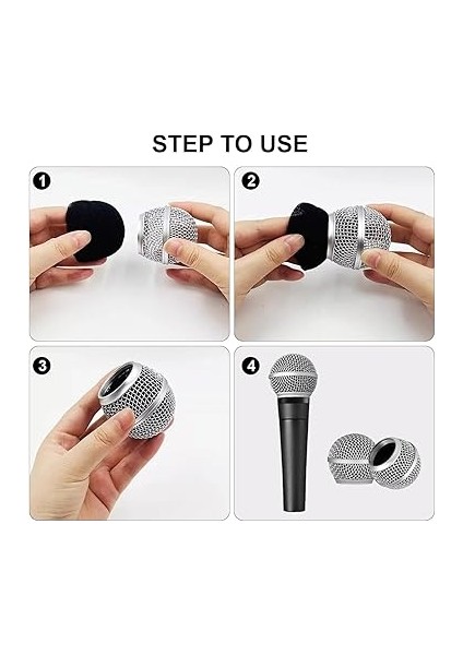 Kafası Değiştirme, Çelik Hasır Mikrofon Izgara Kafaları, Iç Köpüklü Izgara Mikrofon Küresinin Değiştirilmesi, SM58 Için Uygundur (Siyah, 1 Adet) indirimleri