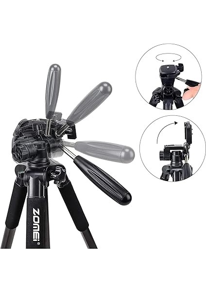 Zomei Q111 Kamera Tripodu Cep Telefonu Tutuculu + Uzaktan Kumanda, Alüminyum Alaşım Hafif Kamera Ayaklı Tripod 3 Yönlü Döner Başlık Hızlı Değiştirme Plakası ve Çanta 47 – 140 cm Siyah Renk fiyatları