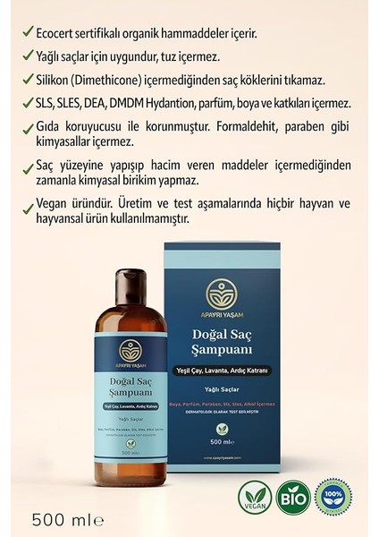 Yaşam Yeşil Çay Lavanta Ardıç Katranı Özlü Yağlı Saçlar Için Besleyici ve Onarıcı Şampuan 500 ml fiyatları