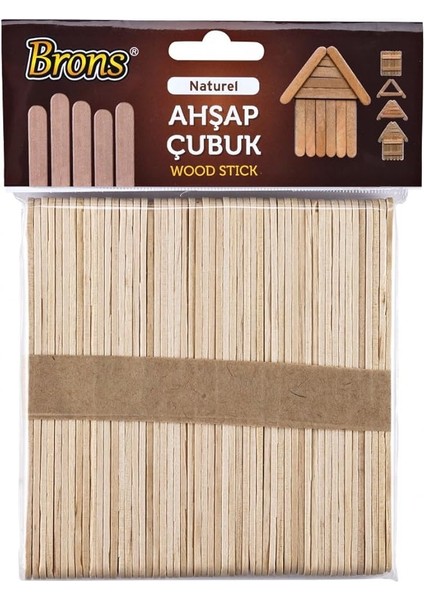 Ahşap Geniş Renksiz Dondurma Çubuğu Abeslang (50 Adet) BR-901