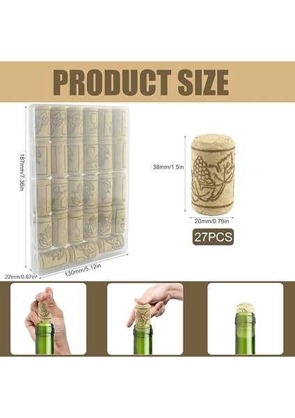 Işi Için Şarap Mantarı, Mantar Tıpa, El Işi Mantarı, Şişe Mantarı, Doğal Mantar, Şampanya Mantarı, Şarap Mantarı, Şarap Bira Şişesi, El Işi, Dekorasyon, Kendin Yap 27 Adet (20 x 38 Mm) fiyatları