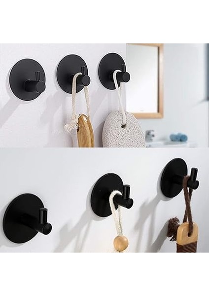 Kendinden Yapışkanlı, Kendinden Yapışkanlı Havlu Askısı, Delmeden Havlu Askısı, Su Geçirmez, Paslanmaz Çelik, Duvar Askısı, Bornoz Kancası, Banyo Tuvaleti, Mutfak Için Yapışkan Kanca (Siyah, 4 modelleri