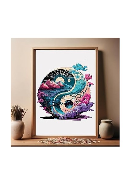 - Ahşap Puzzle Yetişkinler Için - Yin Yang Benzersiz Parçalı Puzzle - 141 Parça Ahşap Yapboz - Yapıştırıcı Folyo Dahil - Dekoratif Ahşap Puzzle - 28X28 cm - Wz-12 modelleri