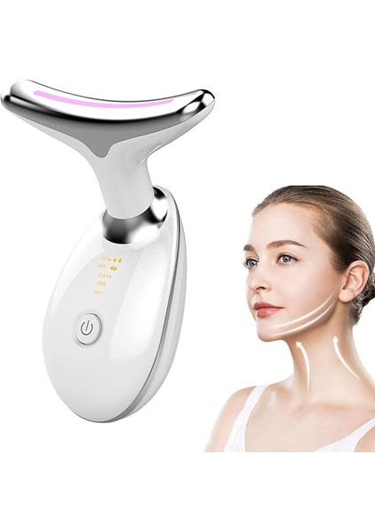 Boyun Yüz Masaj Aleti, Sıkılaştırıcı Kırışıklık Giderme Aleti, Çift Çene Azaltıcı Titreşim Masajı Cilt Sıkılaştırma Yüz Şekillendirme Için 3 Renk Modlu