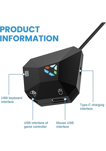 Klavye ve Fare Adaptörü: Adaptör Fare Klavye Ps4/ps3/xbox One/xbox 360/NS Switch Konsol Serisi, Klavye ve Fare Dönüştürücü, 1 Tip C ve 3 Micro-Usb Konsol Için modelleri