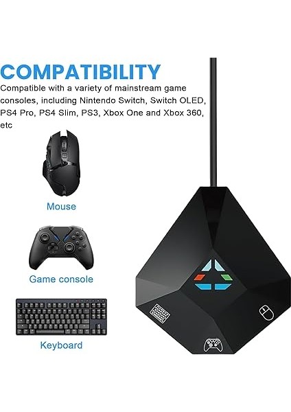 Klavye ve Fare Adaptörü: Adaptör Fare Klavye Ps4/ps3/xbox One/xbox 360/NS Switch Konsol Serisi, Klavye ve Fare Dönüştürücü, 1 Tip C ve 3 Micro-Usb Konsol Için fırsatları