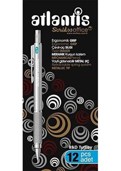 Office Atlantis Versatil Kalem 0.7 mm 12'li Ambalaj Gümüş