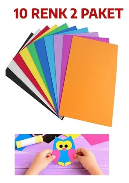 A4 Renkli Fon Kartonu 23X34 10'lu (2'li Paket) 10 Renk fiyatları