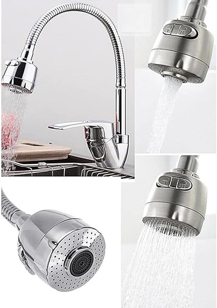 Home Spiral Başlı 2 Fonksiyonlu Hareketli Dönebilen Hortumlu Musluk Ucu Tasarruflu Oynar Başlıklı Krom indirimleri