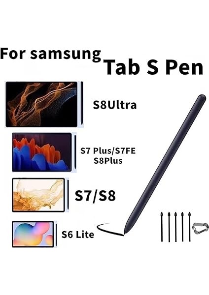 S-Pen Yedek Uçlar Samsung Galaxy Tab S7 Fe/tab S7 / Tab S7+ Plus/galaxy Tab S8 / Tab S8+ Plus/tab S8 Ultra Için Dokunmatik Stylus S Pen Uçlar Uç Alet Seti, 5 Adet (Siyah) indirimleri