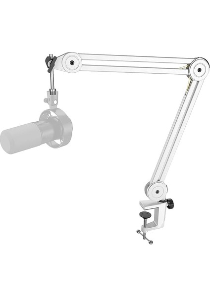Mikrofon Bom Kol Standı, Metal Ağır Hizmet Mikrofon Standı, Makas Süspansiyonu Ayarlanabilir Bom Kolu, Podcast Kayıt Akış Oyunu Için, Masa Kelepçesi Ile, 5/8 "vida, Kablo BAĞLARI-BM63 Beyaz