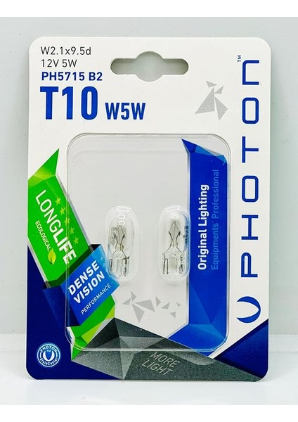 T10 Plaka Park Ampülü 2'li Ambalaj Standart Sarı