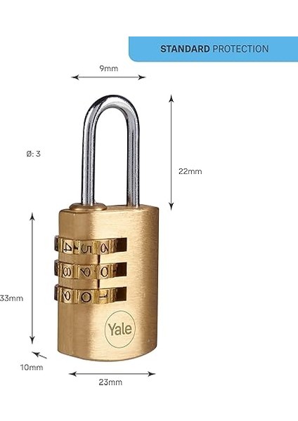 Y150B/22/120/2-22MM Şifreli Pirinç Asma Kilit 2'li Set - Standart Koruma - Çelik Halka - 3 Haneli Şifre fırsatları