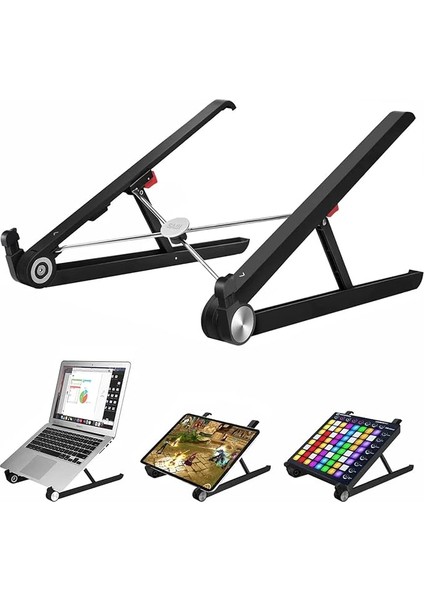 Saıjı X1 Laptop Sehpası, Katlanabilir, Tablet Sehpası, Alüminyum Alaşım, Online Sınıf Çalışması, Duruşu Iyileştirme, Isı Dağılımı Macbook, iPad ve 10-15,6 Inç Olan Tüm Cihazlar ile Uyumlu. Siyah