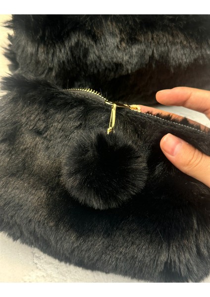 Ponponlu Peluş Siyah Kalem Kutu / Kalemlik / Toparlayıcı /çanta fiyatları