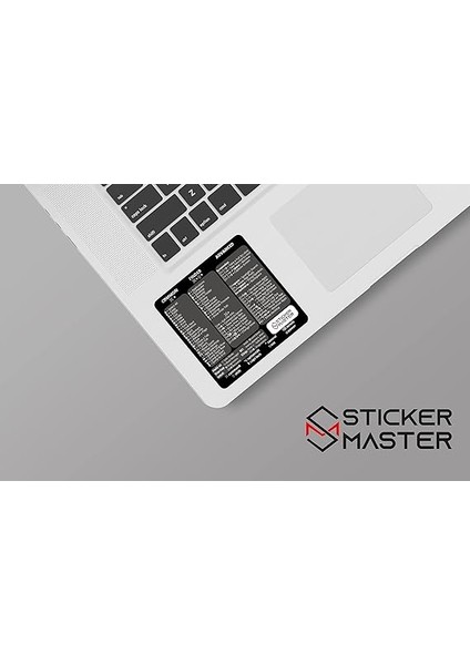Master Mac Os MacBook Air Pro Decal Sticker Cheat Sheet Accessories Keyboard Shortcuts Temporary Adhesive Mac Laptop Accessory M1 Intel Clear Vinyl Sticker, Compatible With 13/14/16 Inch Black indirimleri