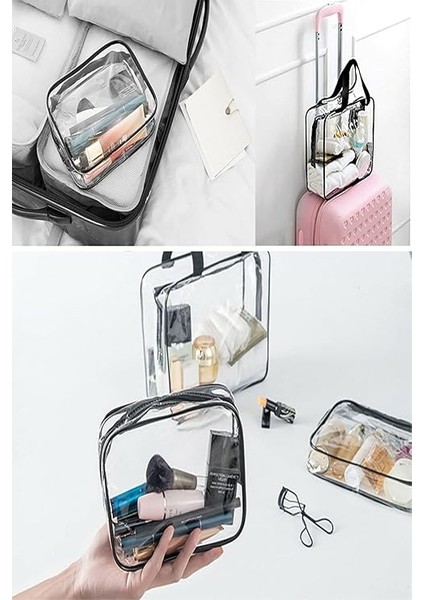 Tatil, Plaj, Kozmetik, Makyaj Bakım Çantası Seti, Şeffaf Su Geçirmez, 3 Adet Organizatör Çanta (1 x 3 Adet) fırsatları