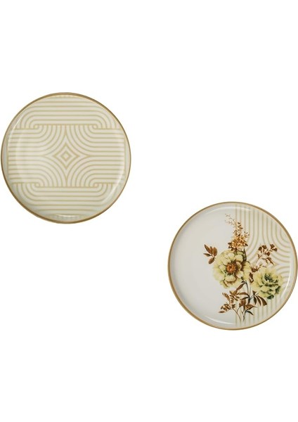 Porselen Moderna 6 Kişilik 19 cm Pasta Takımı Nostalji
