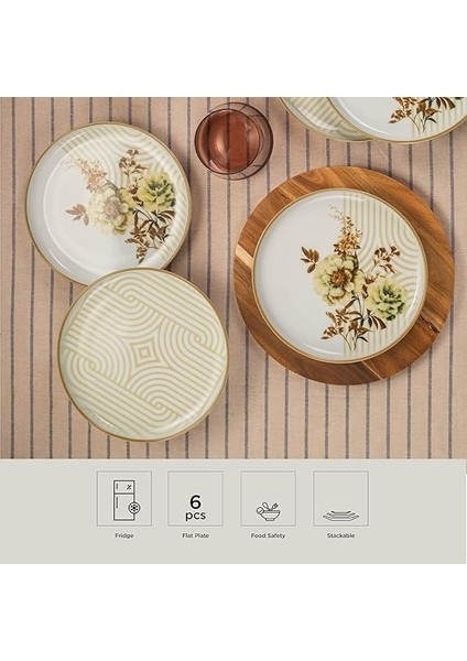 Porselen Moderna 6 Kişilik 19 cm Pasta Takımı Nostalji modelleri