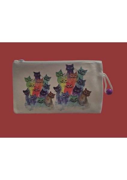 Kedi Baskılı Akrilik Bez Cüzdan fırsatları