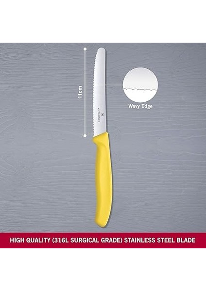 Vt 6.7836.L118 Swiss Classic Sarı Tırtıklı Domates Sosis Bıçağı 11 cm fiyatları