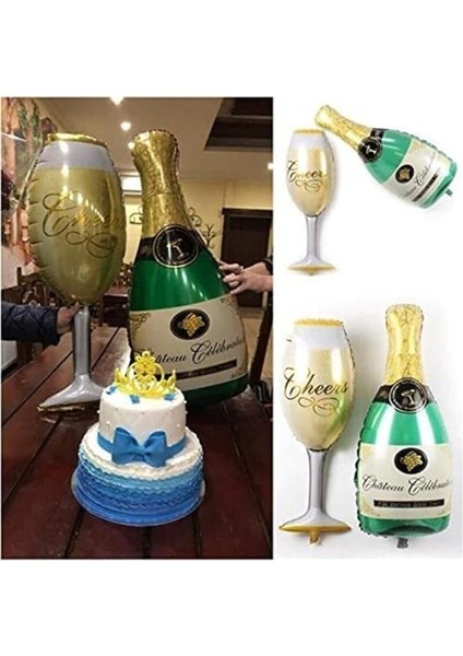 Dev Boy Şampanya Kadeh Folyo Balon Seti modelleri