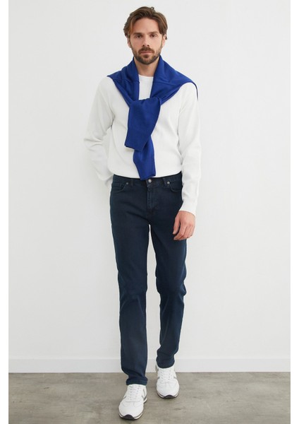 Fermuarlı Straight Jean Pantolon