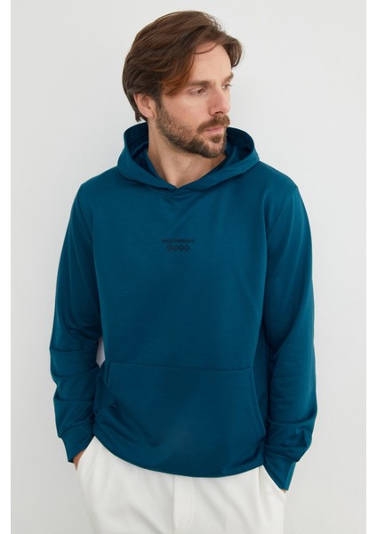 Mountaın Range Yazı Baskılı Kapüşonlu Sweatshirt