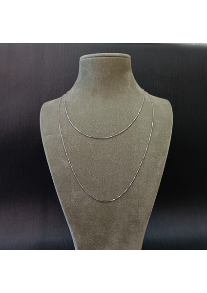 925 Ayar Gümüş Kolye Zinciri Model2 - Gümüş Renk -27CM