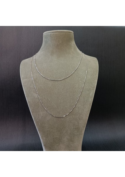 925 Ayar Gümüş Kolye Zinciri Model2 - Gümüş Renk -27CM fiyatları