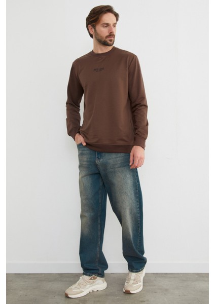 Pellını Yazı Kabartmalı Bisiklet Yaka Sweatshirt fiyatları